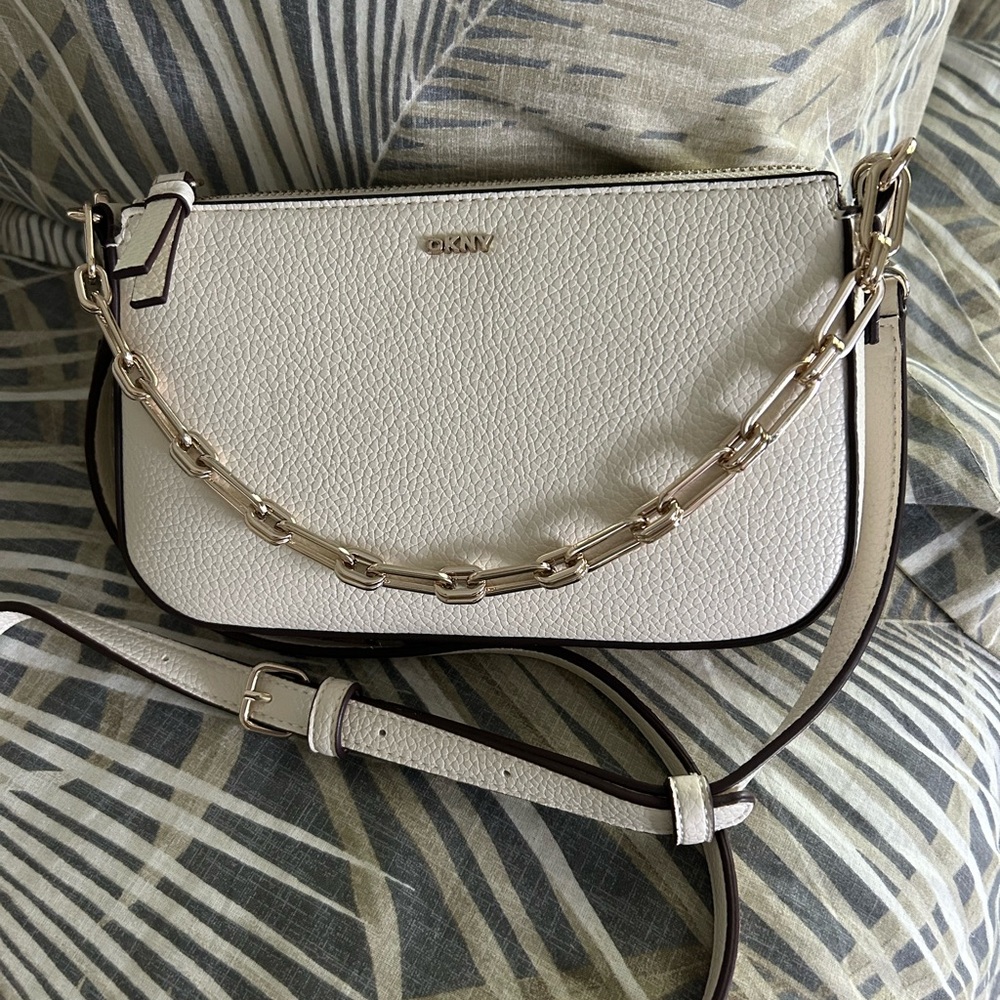 DKNY Ivory Leather Crossbody Bag - Picture 2 of 6